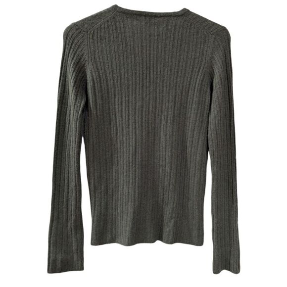 TSE Women's Small Green 100% Cashmere Ribbed Knit Button Sweater Lightweight - Picture 2 of 3